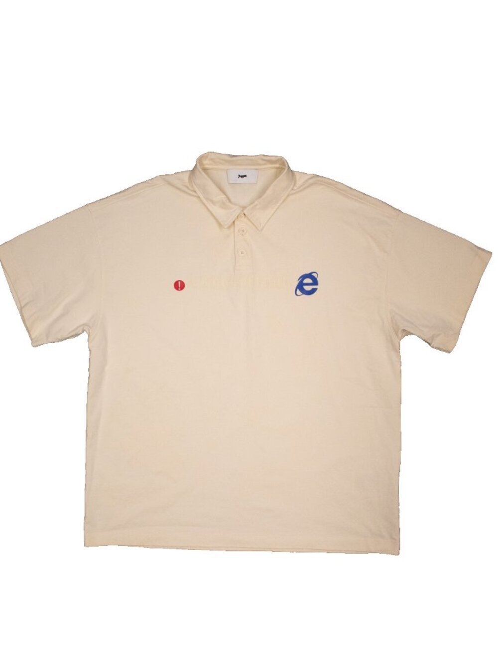 internet Exploror Logo Polo Shirt Cotton Short Sleeve Yellow Oversized Large